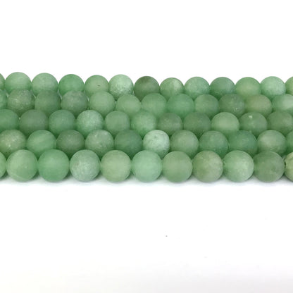 CJA44 Green Aventurine Jade Beads Matte Round 10mm 15" Strand