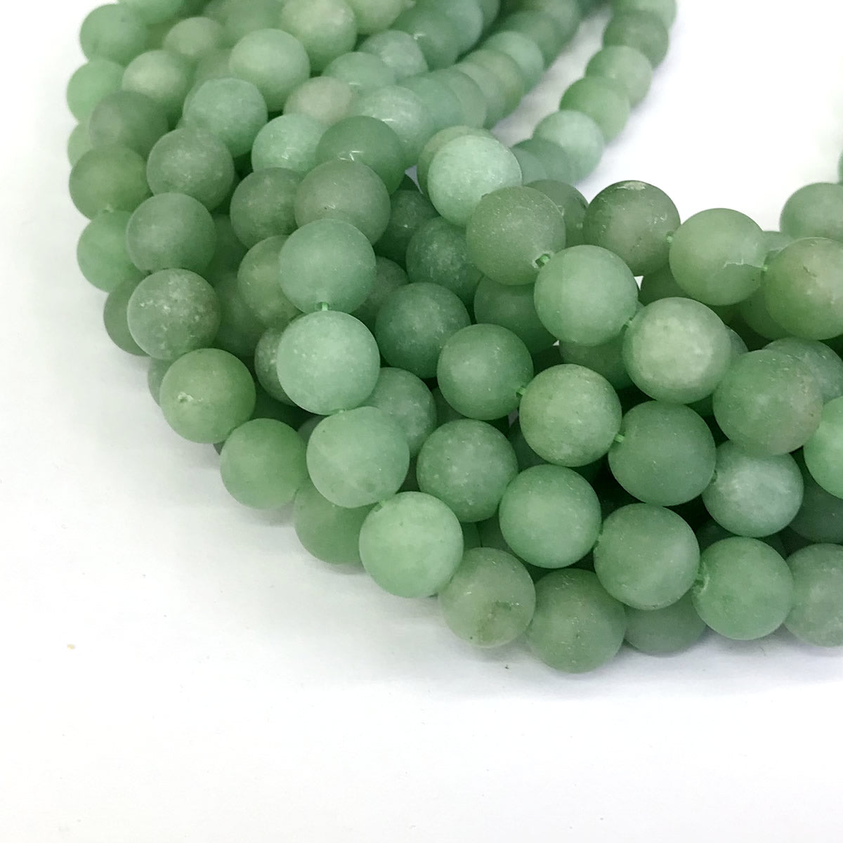 CJA44 Green Aventurine Jade Beads Matte Round 10mm 15" Strand