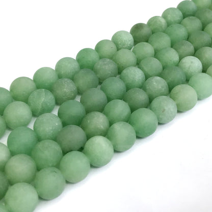 CJA45 Green Aventurine Jade Beads Matte Round 12mm 15" Strand