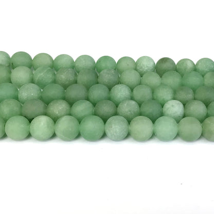 CJA45 Green Aventurine Jade Beads Matte Round 12mm 15" Strand