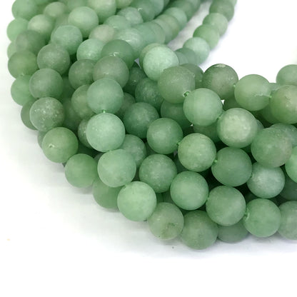 CJA45 Green Aventurine Jade Beads Matte Round 12mm 15" Strand