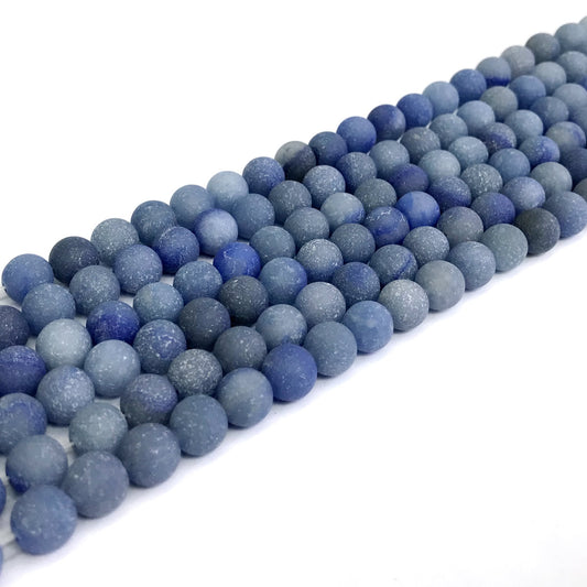 CJA49 Blue Aventurine Jade Beads Matte Round 4mm 15" Strand