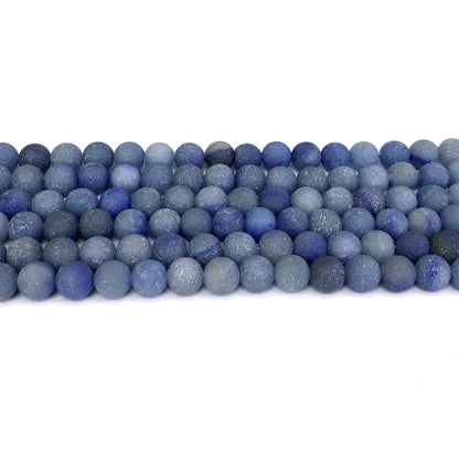 CJA49 Blue Aventurine Jade Beads Matte Round 4mm 15" Strand