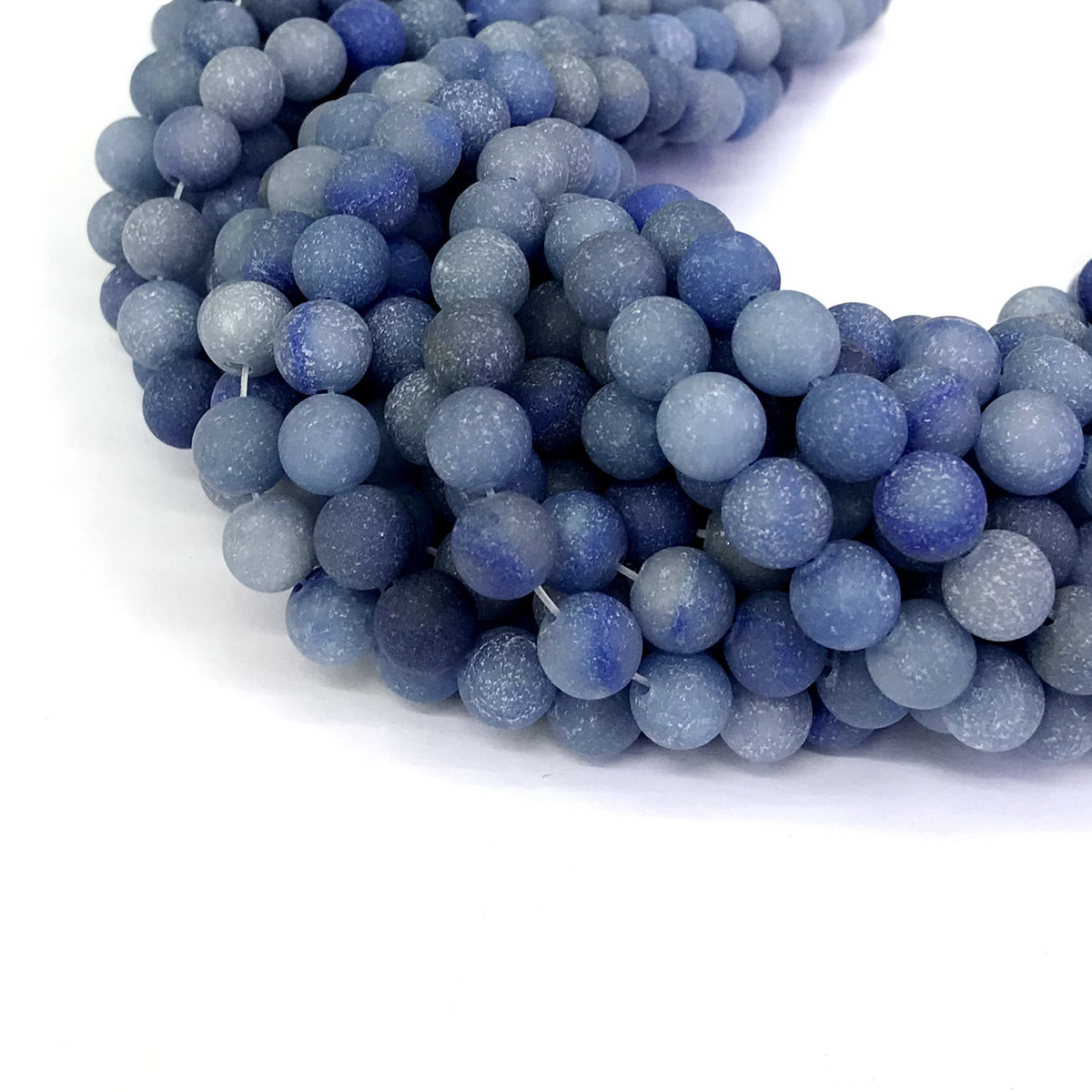 CJA49 Blue Aventurine Jade Beads Matte Round 4mm 15" Strand