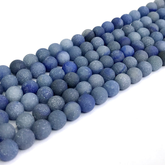 CJA50 Blue Aventurine Jade Beads Matte Round 6mm 15" Strand