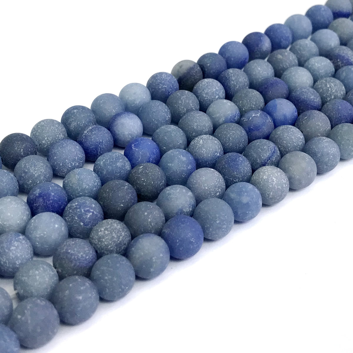 CJA51 Blue Aventurine Jade Beads Matte Round 8mm 15" Strand