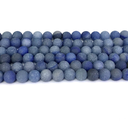 CJA51 Blue Aventurine Jade Beads Matte Round 8mm 15" Strand