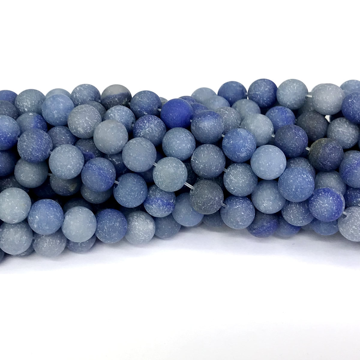 CJA51 Blue Aventurine Jade Beads Matte Round 8mm 15" Strand