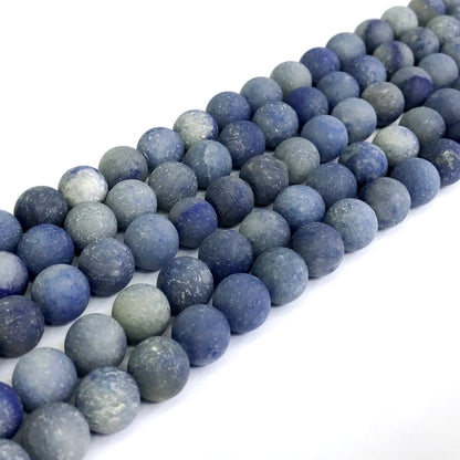 CJA52 Blue Aventurine Jade Beads Matte Round 10mm 15" Strand