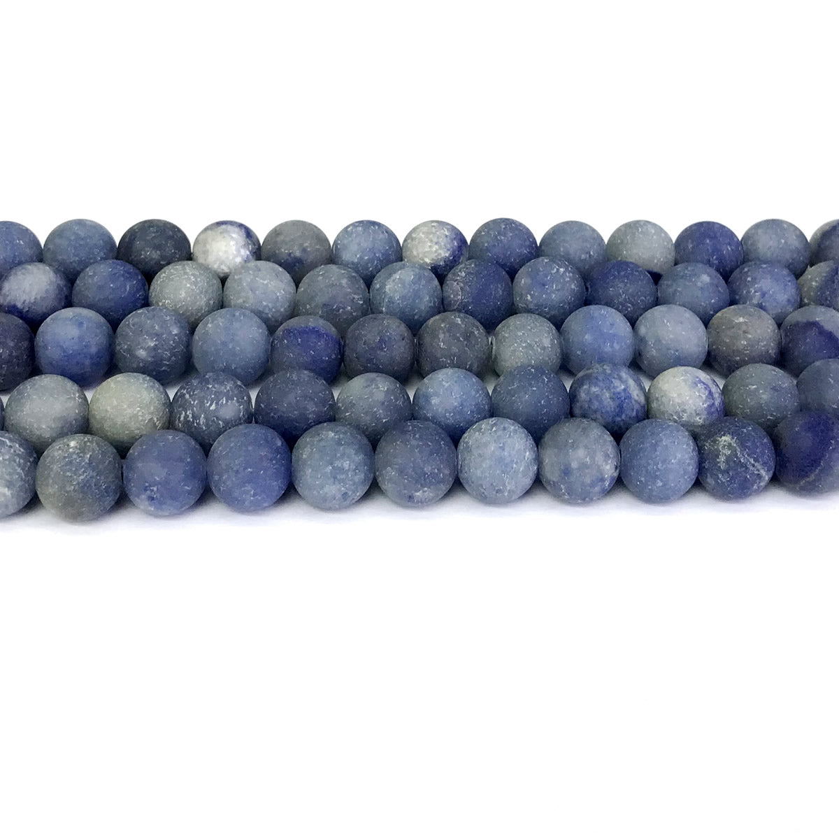 CJA52 Blue Aventurine Jade Beads Matte Round 10mm 15" Strand