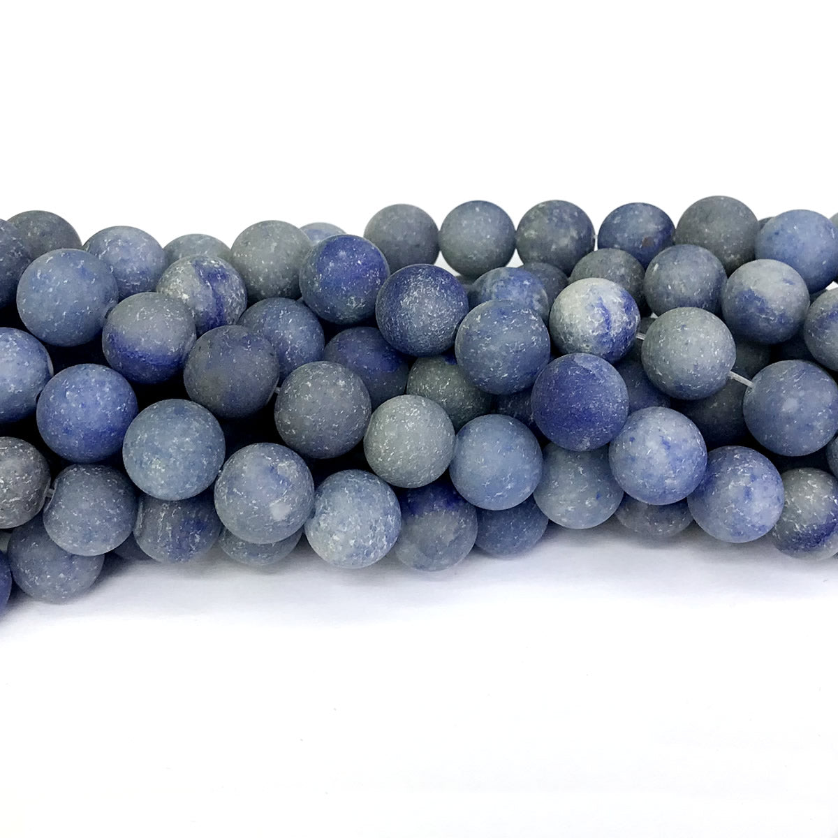 CJA52 Blue Aventurine Jade Beads Matte Round 10mm 15" Strand