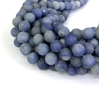 CJA52 Blue Aventurine Jade Beads Matte Round 10mm 15" Strand