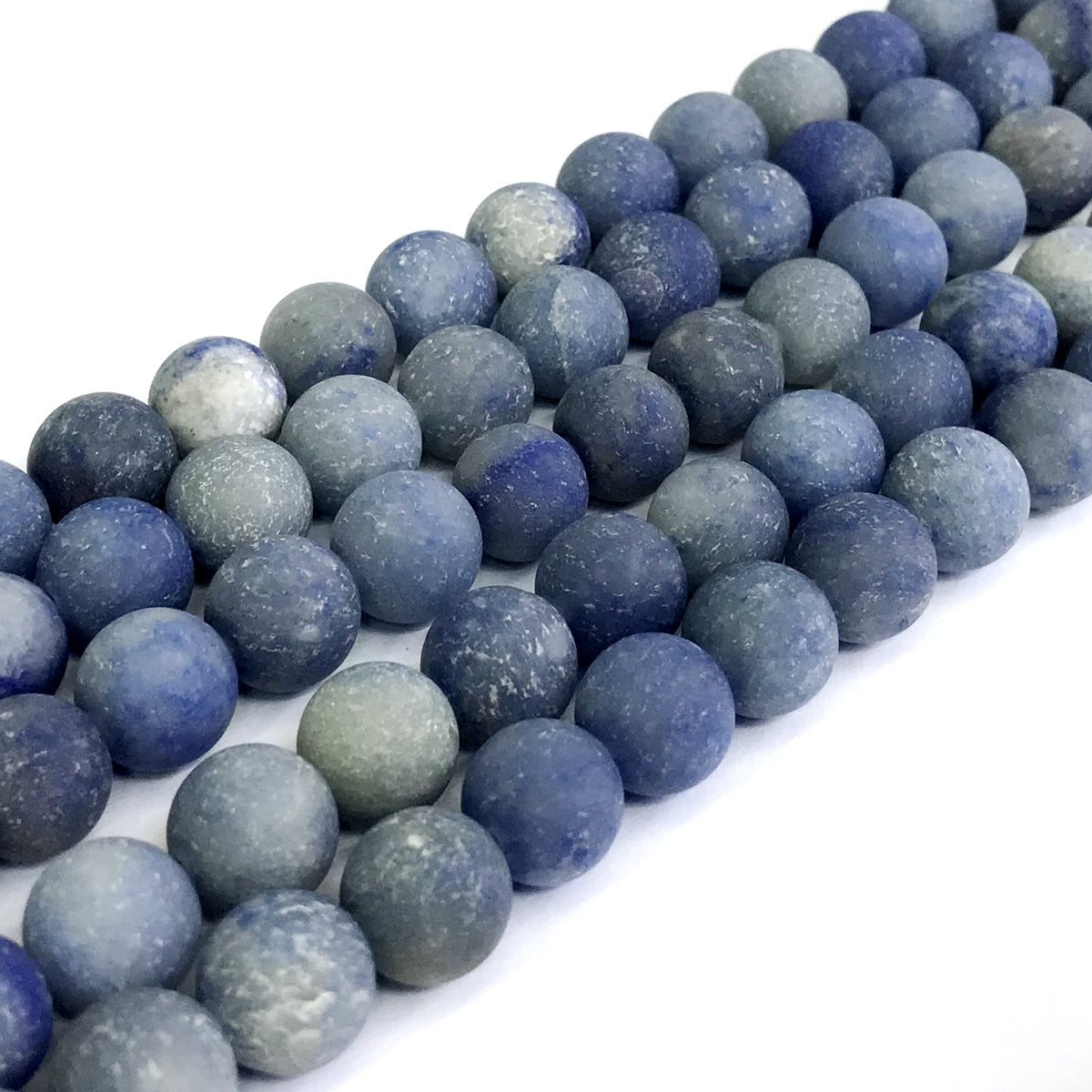 CJA53 Blue Aventurine Jade Beads Matte Round 12mm 15" Strand