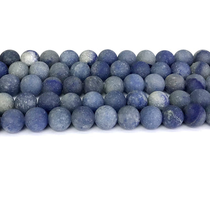 CJA53 Blue Aventurine Jade Beads Matte Round 12mm 15" Strand