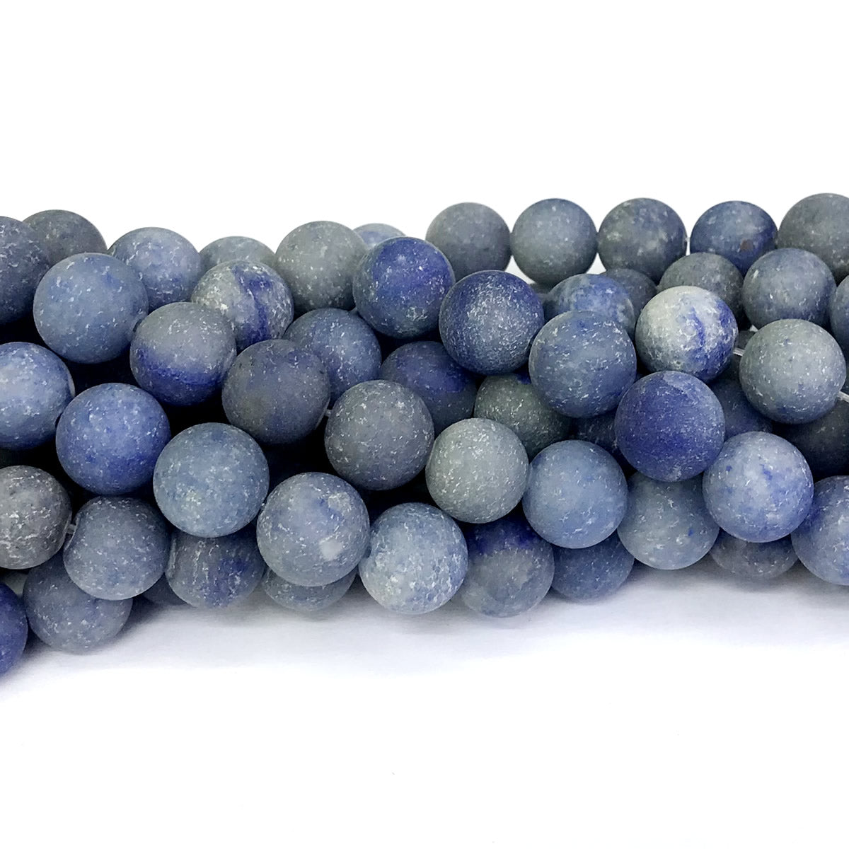 CJA53 Blue Aventurine Jade Beads Matte Round 12mm 15" Strand