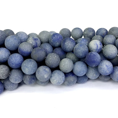 CJA53 Blue Aventurine Jade Beads Matte Round 12mm 15" Strand