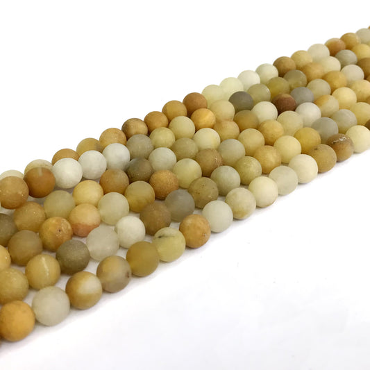 CJA65 Yellow Aventurine Jade Beads Matte Round 4mm 15" Strand