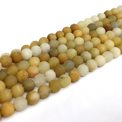 CJA66 Yellow Aventurine Jade Beads Matte Round 6mm 15" Strand