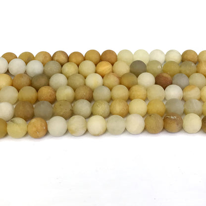 CJA66 Yellow Aventurine Jade Beads Matte Round 6mm 15" Strand