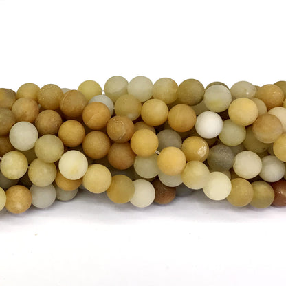 CJA67 Yellow Aventurine Jade Beads Matte Round 8mm 15" Strand