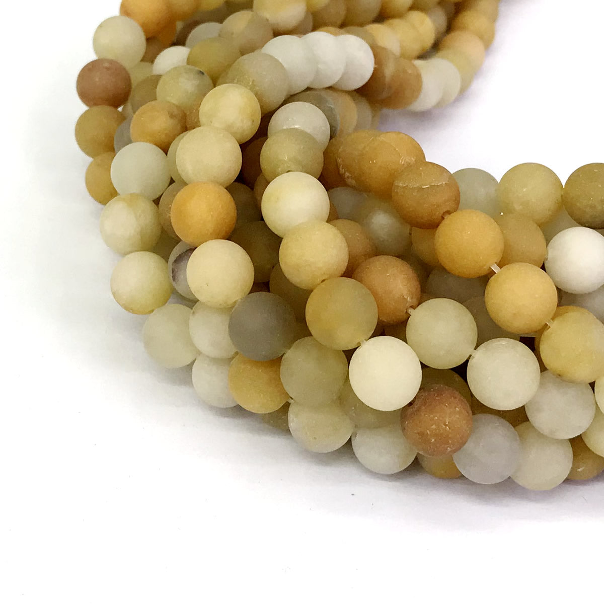 CJA67 Yellow Aventurine Jade Beads Matte Round 8mm 15" Strand