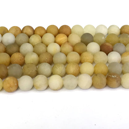 CJA68 Yellow Aventurine Jade Beads Matte Round 10mm 15" Strand