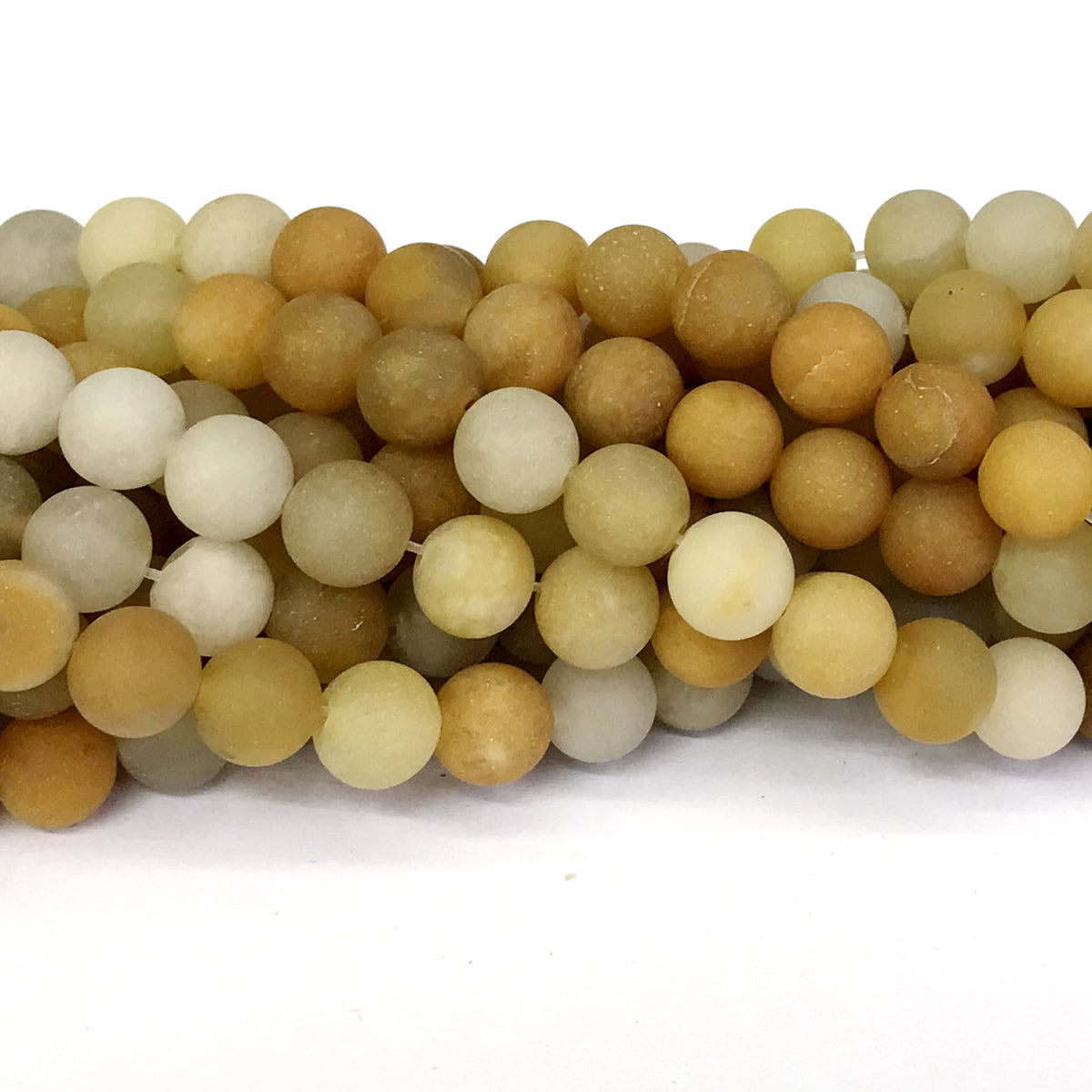 CJA68 Yellow Aventurine Jade Beads Matte Round 10mm 15" Strand