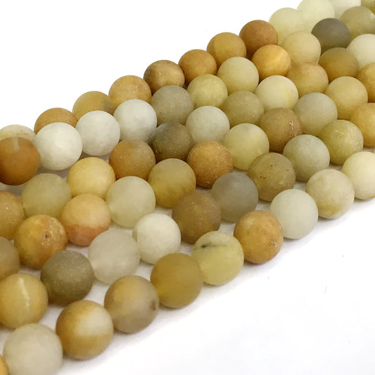 CJA69 Yellow Aventurine Jade Beads Matte Round 12mm 15" Strand