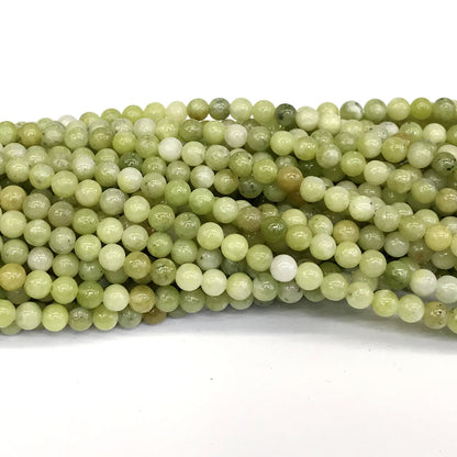 CJA81 China Jade Beads Smooth Round 4mm 15" Strand