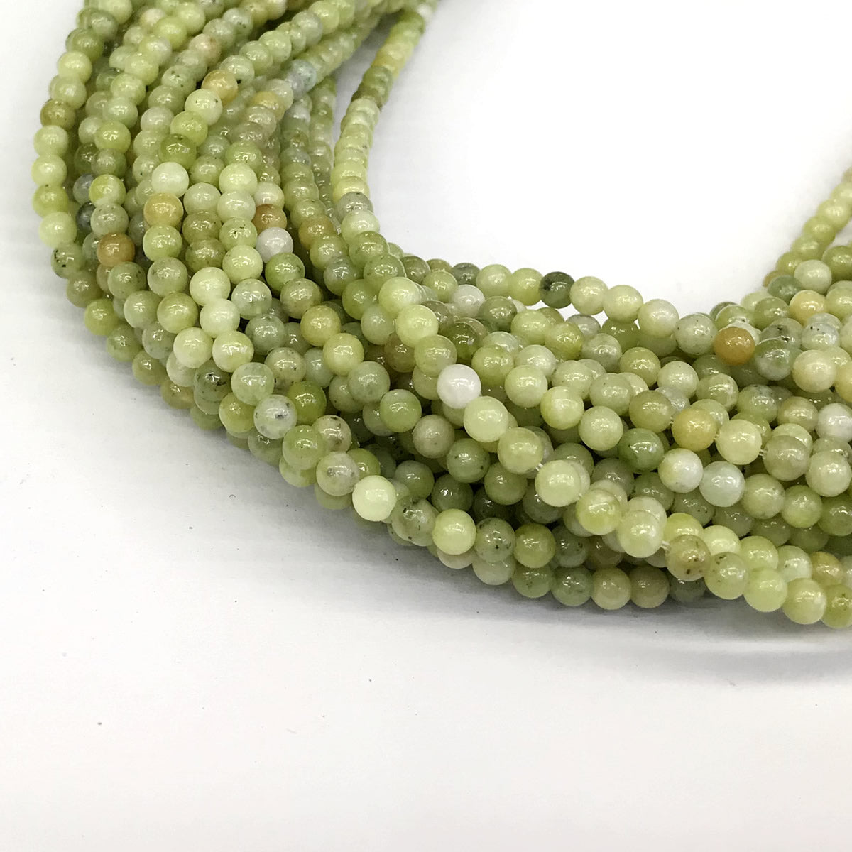 CJA81 China Jade Beads Smooth Round 4mm 15" Strand