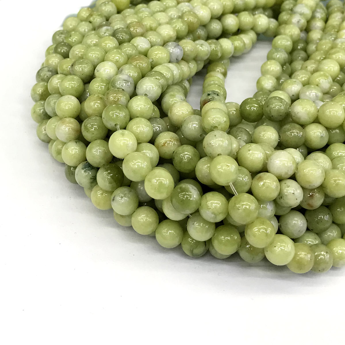 CJA82 China Jade Beads Smooth Round 6mm 15" Strand