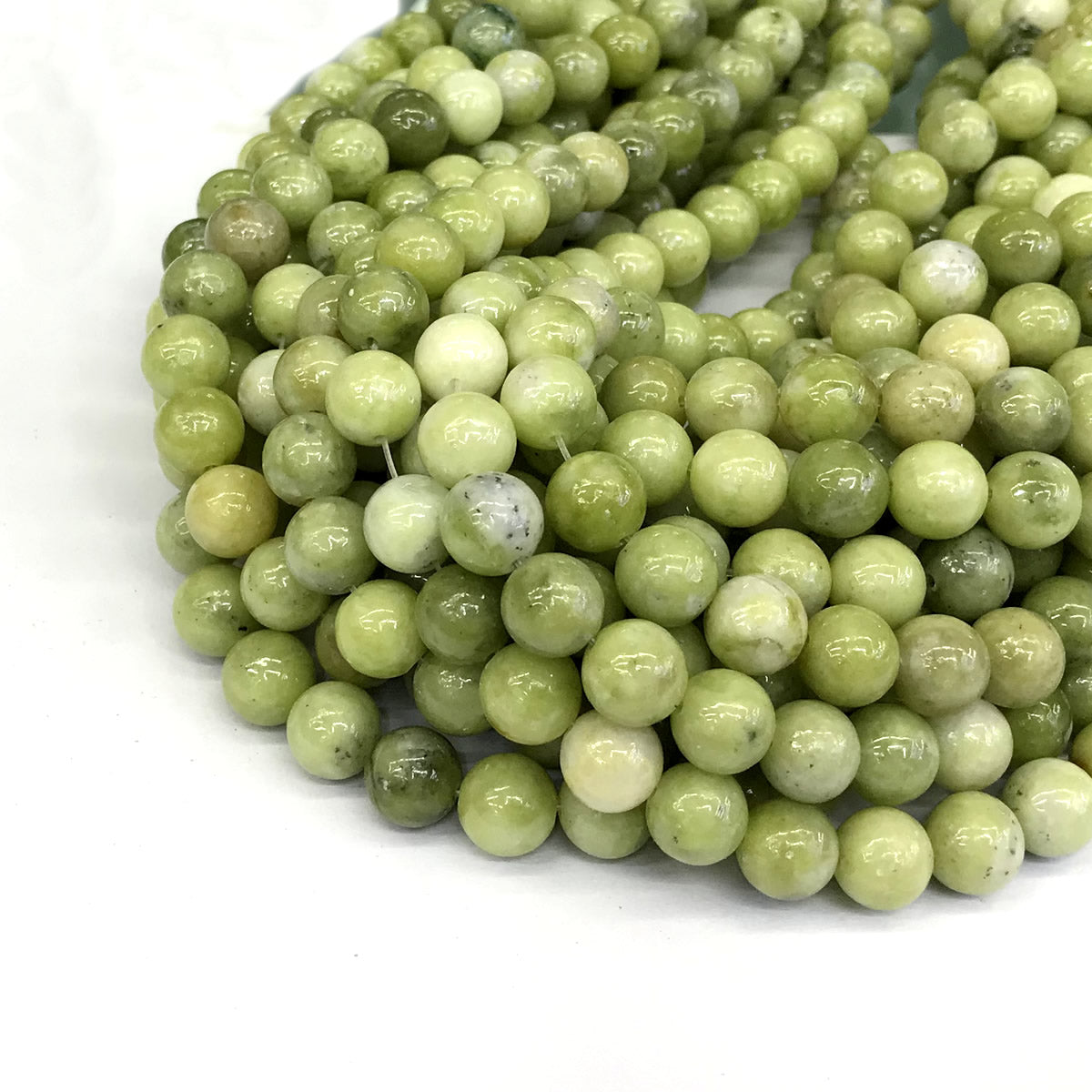 CJA84 China Jade Beads Smooth Round 10mm 15" Strand