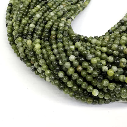 CJA88 China Jade Beads Smooth Round 4mm 15" Strand