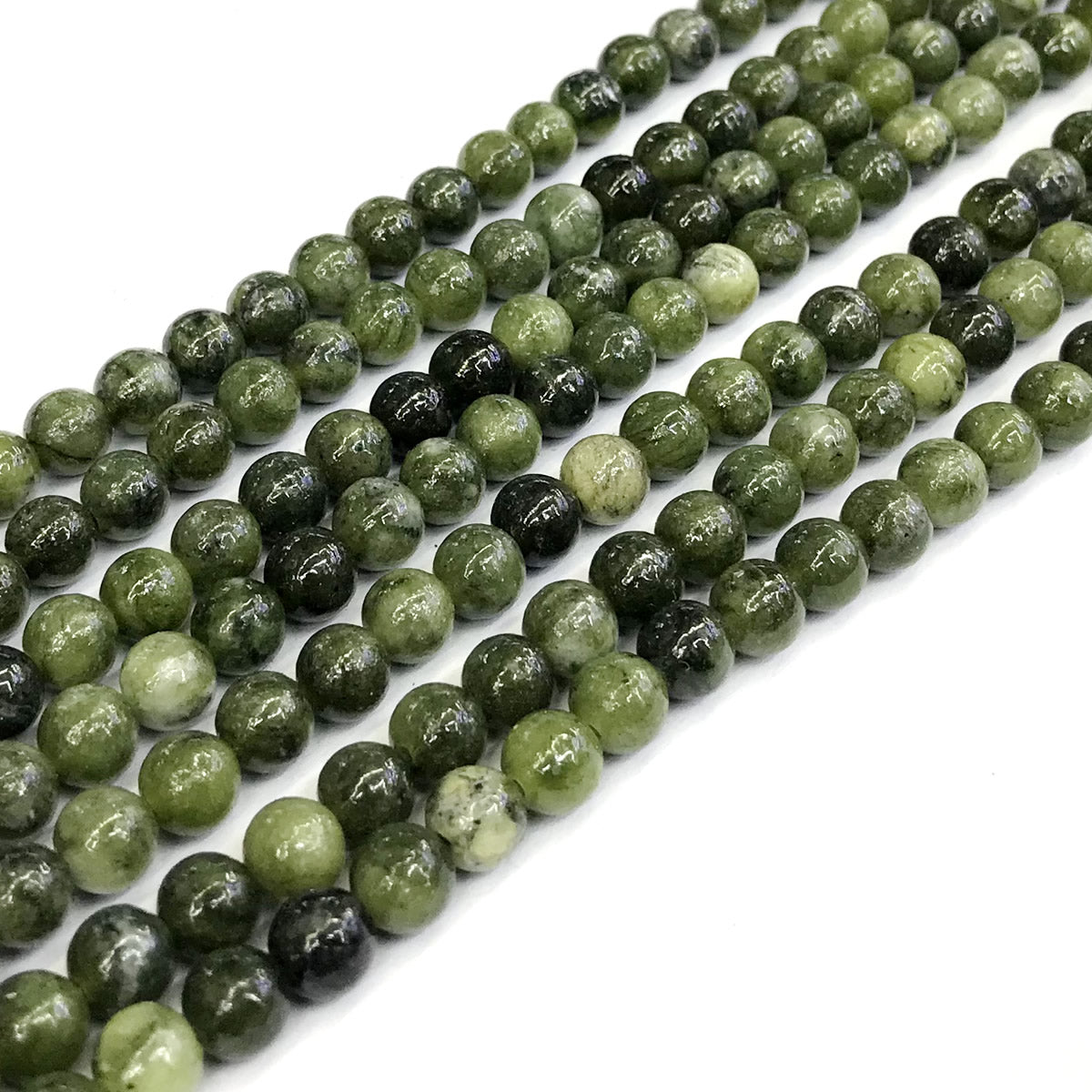 CJA89 China Jade Beads Smooth Round 6mm 15" Strand