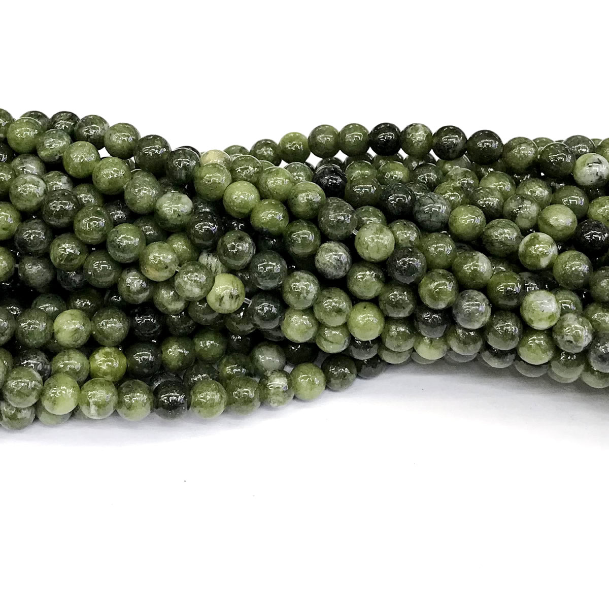 CJA89 China Jade Beads Smooth Round 6mm 15" Strand