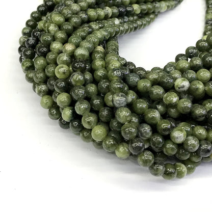 CJA89 China Jade Beads Smooth Round 6mm 15" Strand