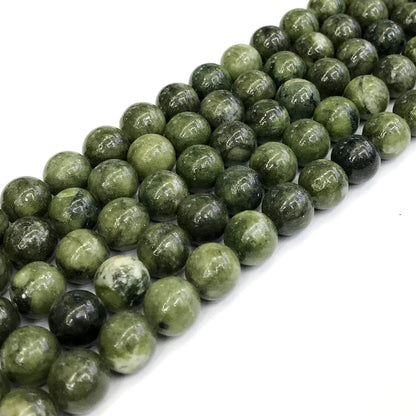 CJA92 China Jade Beads Smooth Round 12mm 15" Strand