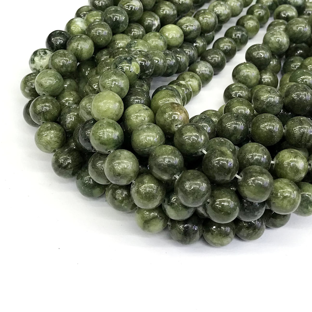 CJA92 China Jade Beads Smooth Round 12mm 15" Strand