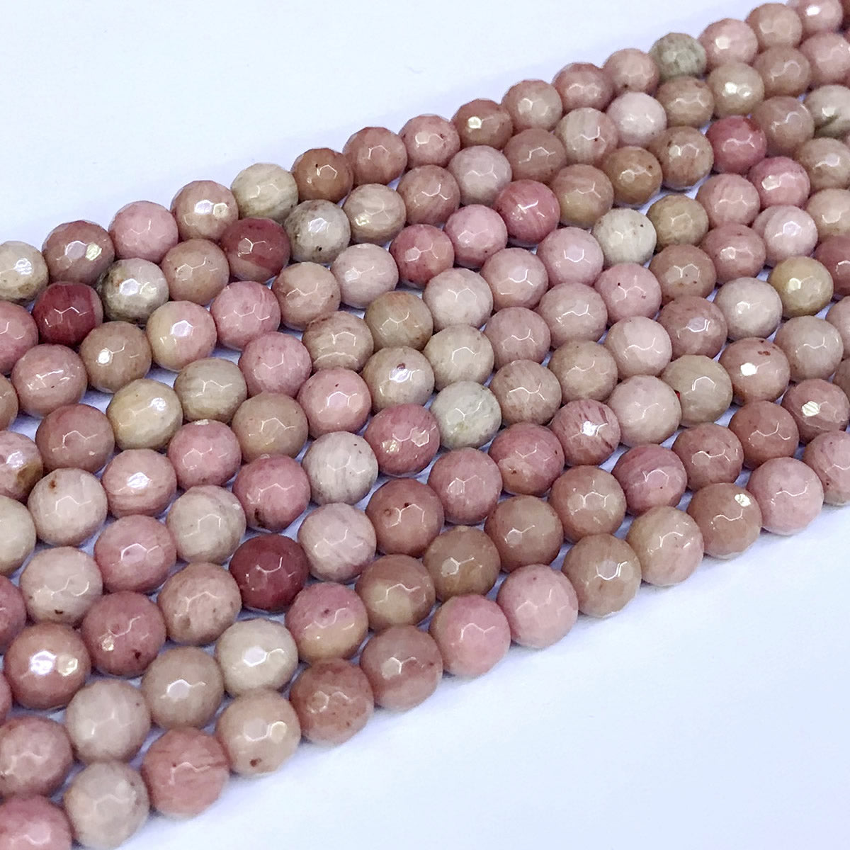 CJP01 Pink Wood Jasper Beads Faceted Round 6mm 15" Strand