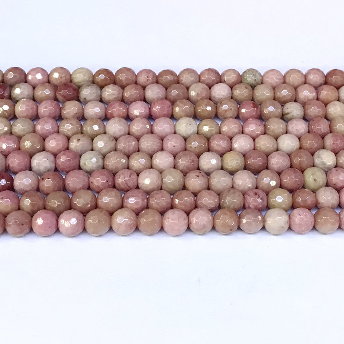 CJP01 Pink Wood Jasper Beads Faceted Round 6mm 15" Strand