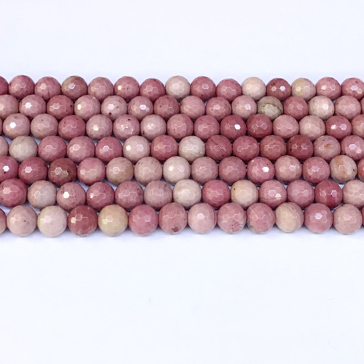 CJP02 Pink Wood Jasper Beads Faceted Round 8mm 15" Strand