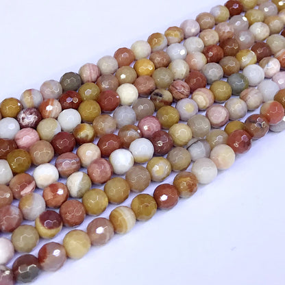 CJP06 Rainbow Wood Jasper Beads Faceted Round 6mm 15" Strand