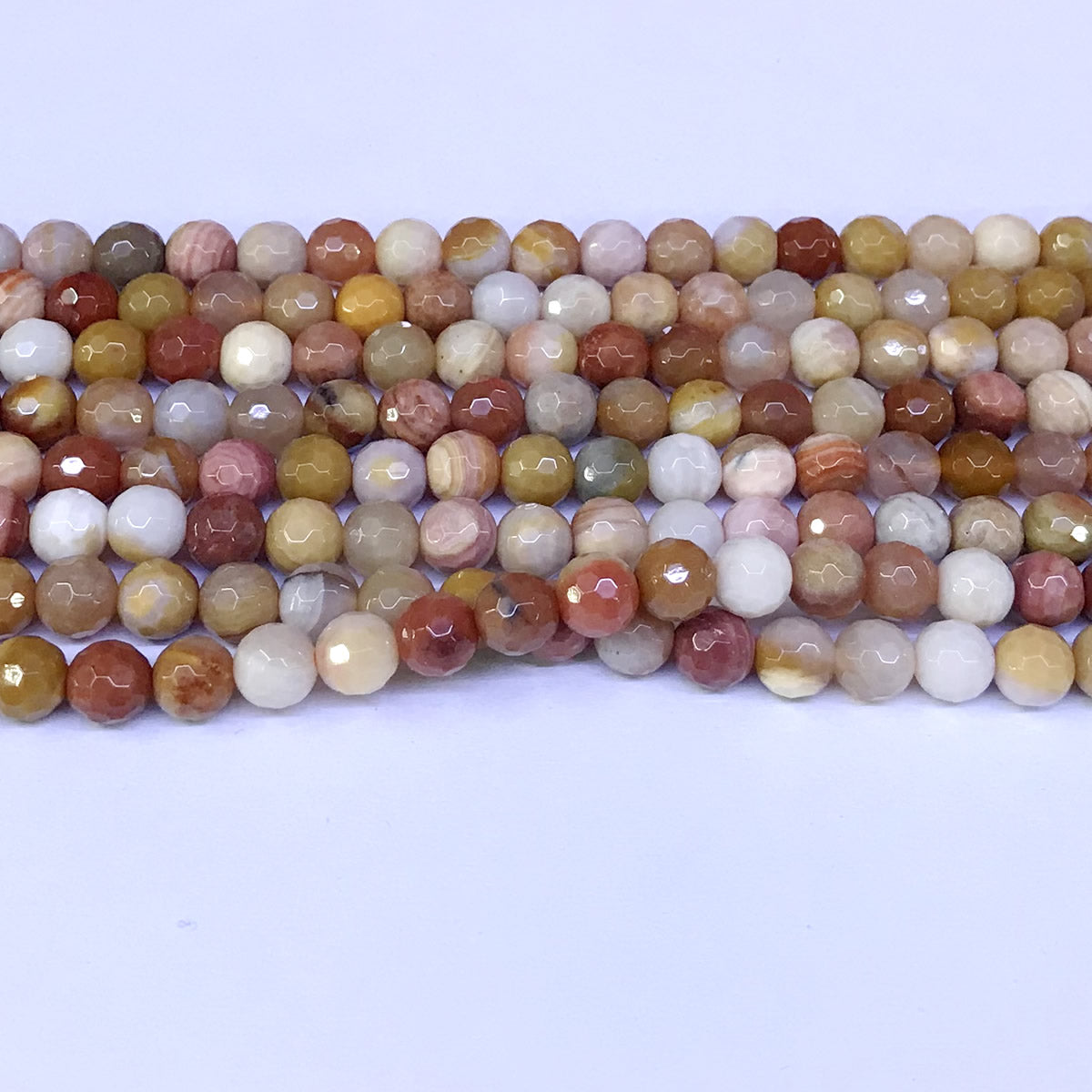 CJP06 Rainbow Wood Jasper Beads Faceted Round 6mm 15" Strand