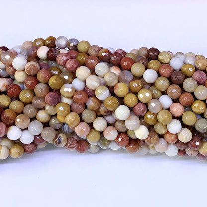 CJP06 Rainbow Wood Jasper Beads Faceted Round 6mm 15" Strand