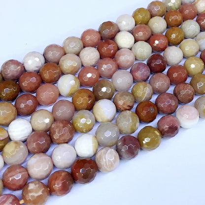 CJP08 Rainbow Wood Jasper Beads Faceted Round 10mm 15" Strand