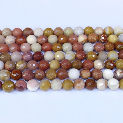 CJP08 Rainbow Wood Jasper Beads Faceted Round 10mm 15" Strand