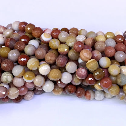 CJP08 Rainbow Wood Jasper Beads Faceted Round 10mm 15" Strand