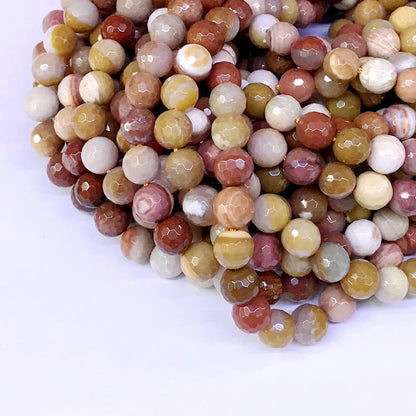 CJP08 Rainbow Wood Jasper Beads Faceted Round 10mm 15" Strand