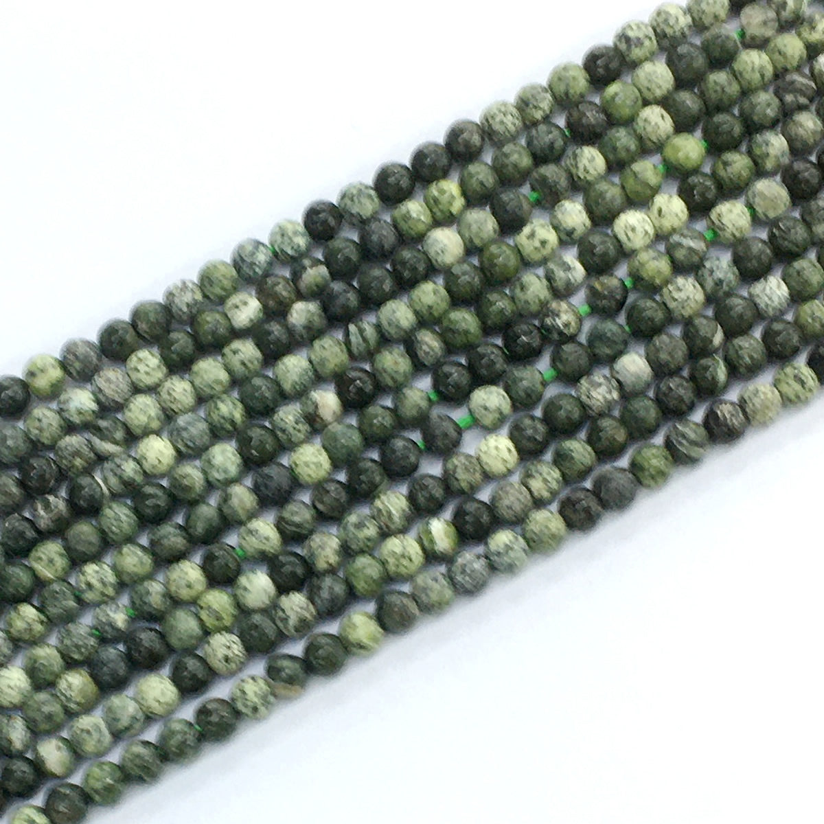 CJP106 Green Zebra Jasper Beads Smooth Round 4mm 15.5" Strand