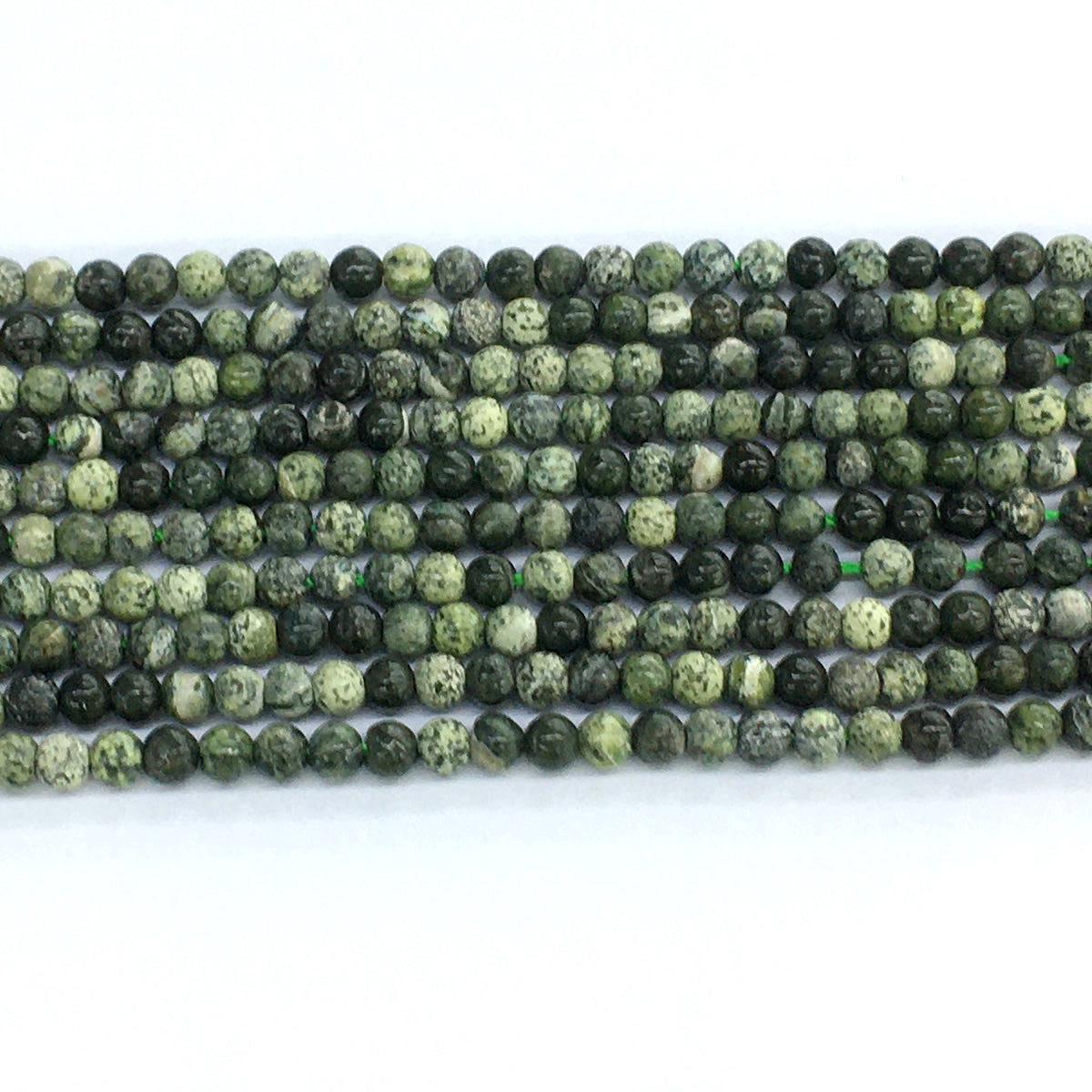 CJP106 Green Zebra Jasper Beads Smooth Round 4mm 15.5" Strand